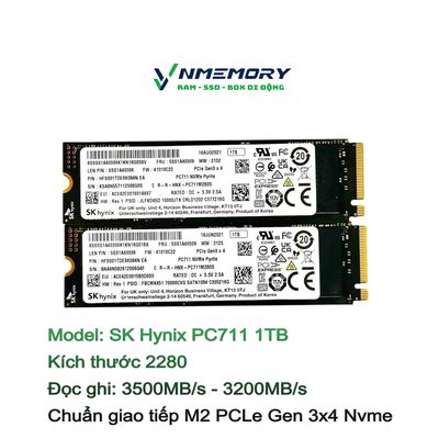 Ổ cứng SSD M2 Nvme SK Hynix PC711 1TB gen 3x4. Mua bán Linh kiện (RAM, Card...) tại Quận Tân Bình Tp Hồ Chí Minh được đăng bởi Memoryshop