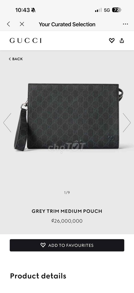 Túi cầm tay Gucci Da Nam Xám. Mua bán Túi xách tại Quận 1 Tp Hồ Chí Minh được đăng bởi BinMoa hình 1