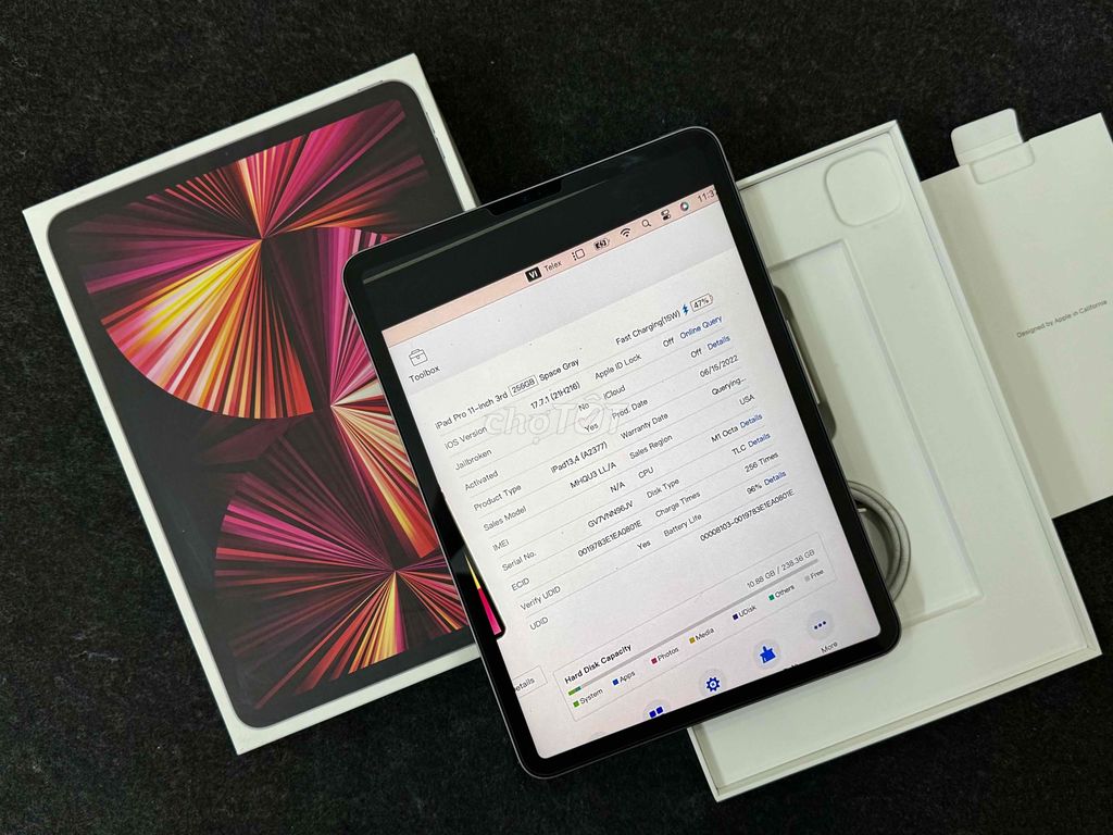 ipad pro 11" m1 gray 256 wifi fullbox pin 96%