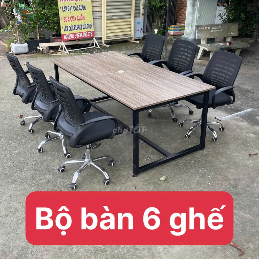 bàn hộp 2m + 6 ghế @ bàn hộp văn phòng + ghế xoay