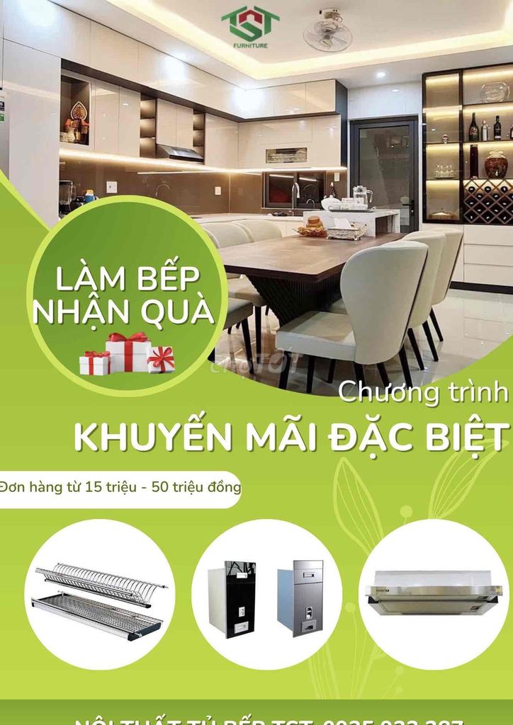 Khai xuân đầu năm siêu ưu đãi thi công tủ bếp TST