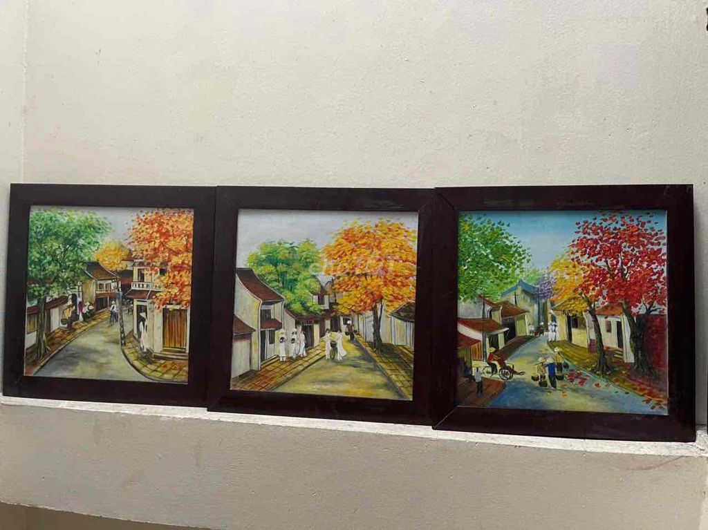 Bộ 3 tranh Phố cũ. Mua bán Đồ sưu tầm, đồ cổ tại Quận Hoàng Mai Hà Nội được đăng bởi Nam Đồ Xưa hình 1