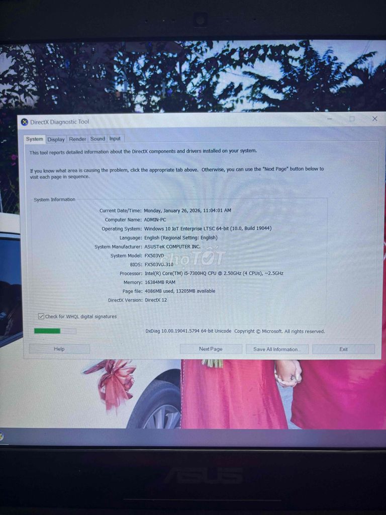 ASUS FX503VD i5-7300HQ 16GB/238GB SSD HDD500GB. Mua bán Laptop tại Thành phố Vĩnh Long Vĩnh Long được đăng bởi Nghĩa hình 1