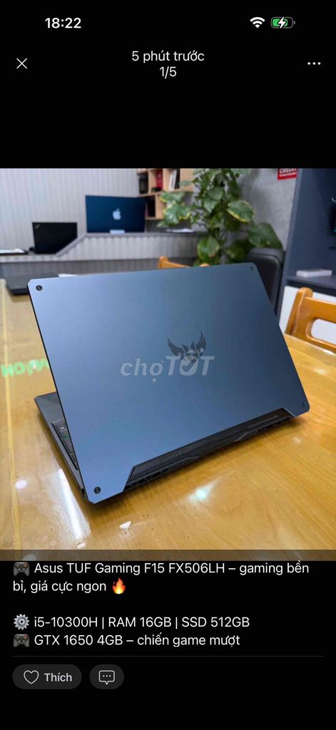 Asus TUF Gaming F15 i5-10300H 15.6 inch 16GB/512G. Mua bán Laptop tại Thành phố Biên Hòa Đồng Nai được đăng bởi TRƯƠNG HUY HOÀNG hình 1