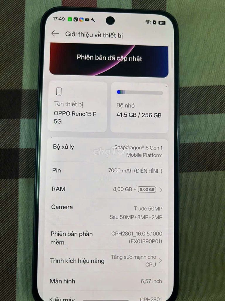 Oppo Reno 15F 5G 256GB Xanh. Mua bán Điện thoại tại Quận 7 Tp Hồ Chí Minh được đăng bởi Son hình 1