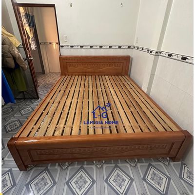 giường gỗ - bảo hành 2 năm-giường nâu