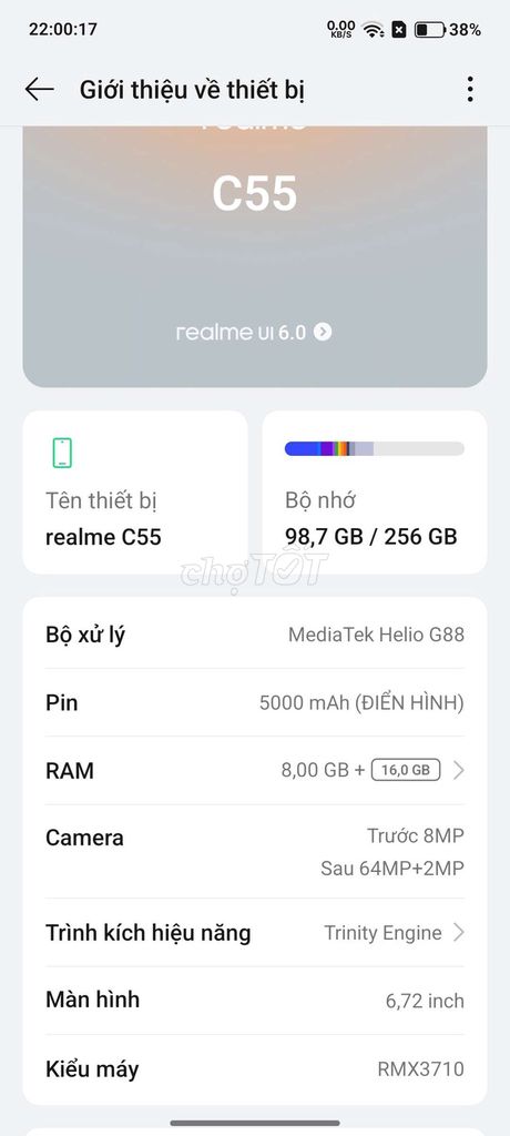 Realme C55 256GB. Mua bán Điện thoại tại Huyện Phú Vang Thừa Thiên Huế được đăng bởi Liều Tứ Ca hình 1