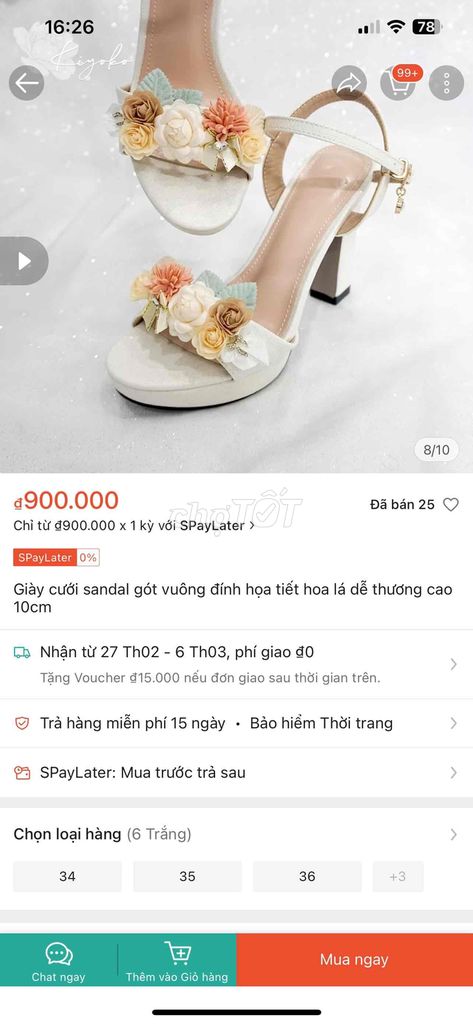 giày cưới trắng êm chân đế vuông 10cm