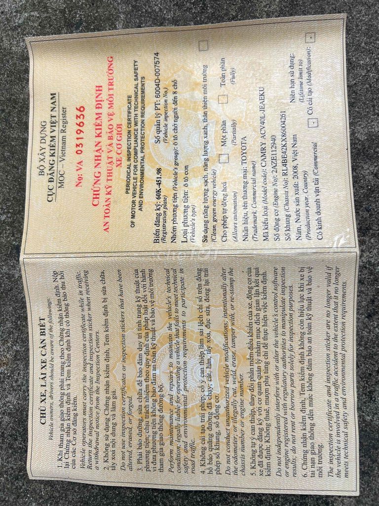 Toyota Camry 2008 - 145684 km. Mua bán Ô tô tại Huyện Vĩnh Cửu Đồng Nai được đăng bởi Sáu Nguyễn hình 3