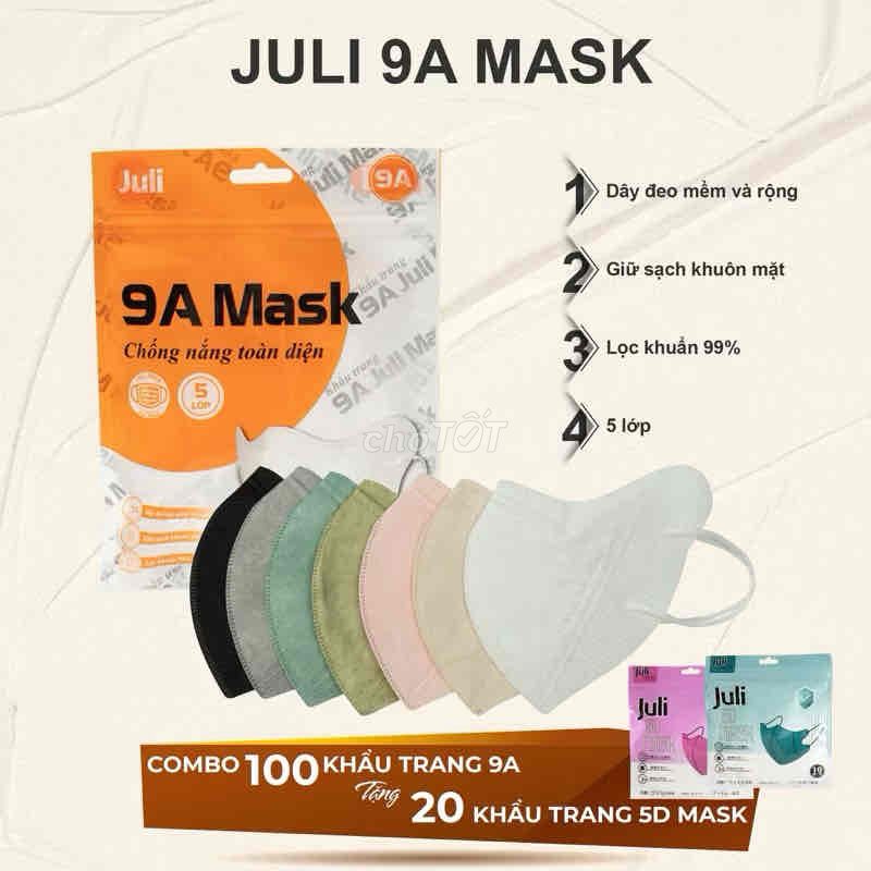[ Mua 100 tặng 20c 5D ] Khẩu trang 9A JULI 5 lớp k. Mua bán Phụ kiện thời trang khác tại Huyện Hoài Đức Hà Nội được đăng bởi taphoaxinh hình 1