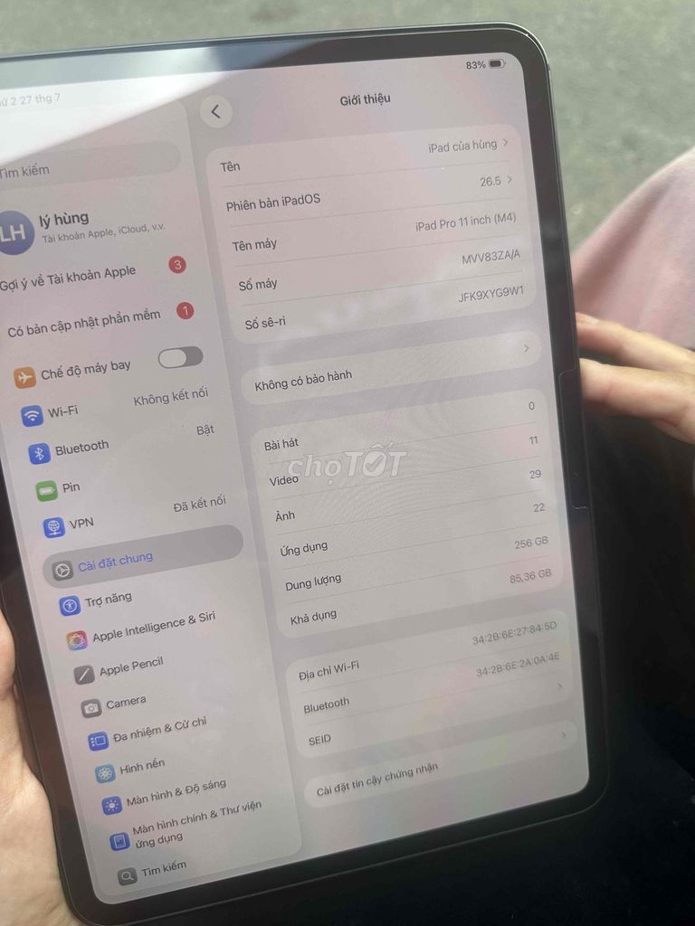 Apple iPad Pro 11 inch (M4) Xám 256GB. Mua bán Máy tính bảng tại Quận 11 Tp Hồ Chí Minh được đăng bởi Tên chưa cung cấp hình 1