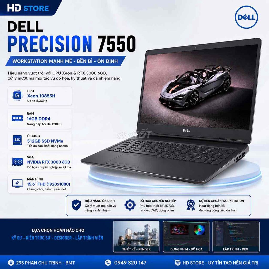 Dell Precision 7550 Xeon 16GB/512GB RTX 3000. Mua bán Laptop tại Thành phố Buôn Ma Thuột Đắk Lắk được đăng bởi HD Store  hình 1