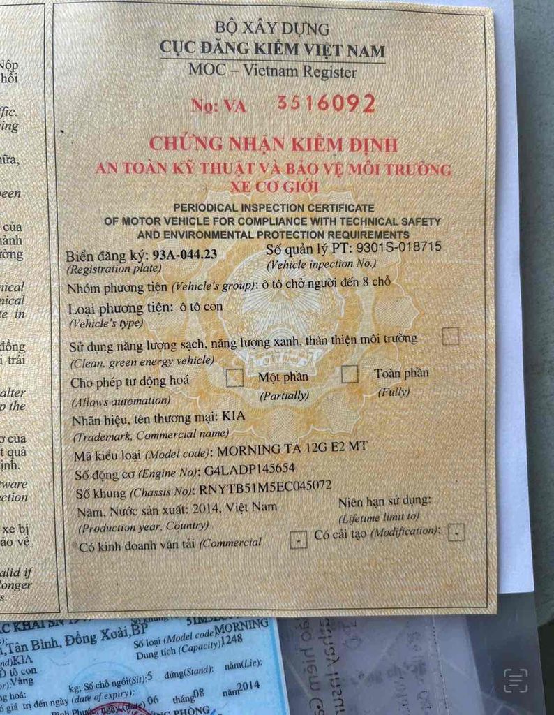 Kia Morning 2011 1.0 AT - 680000 km. Mua bán Ô tô tại Huyện Quỳnh Lưu Nghệ An được đăng bởi lê thị thanh hình 9