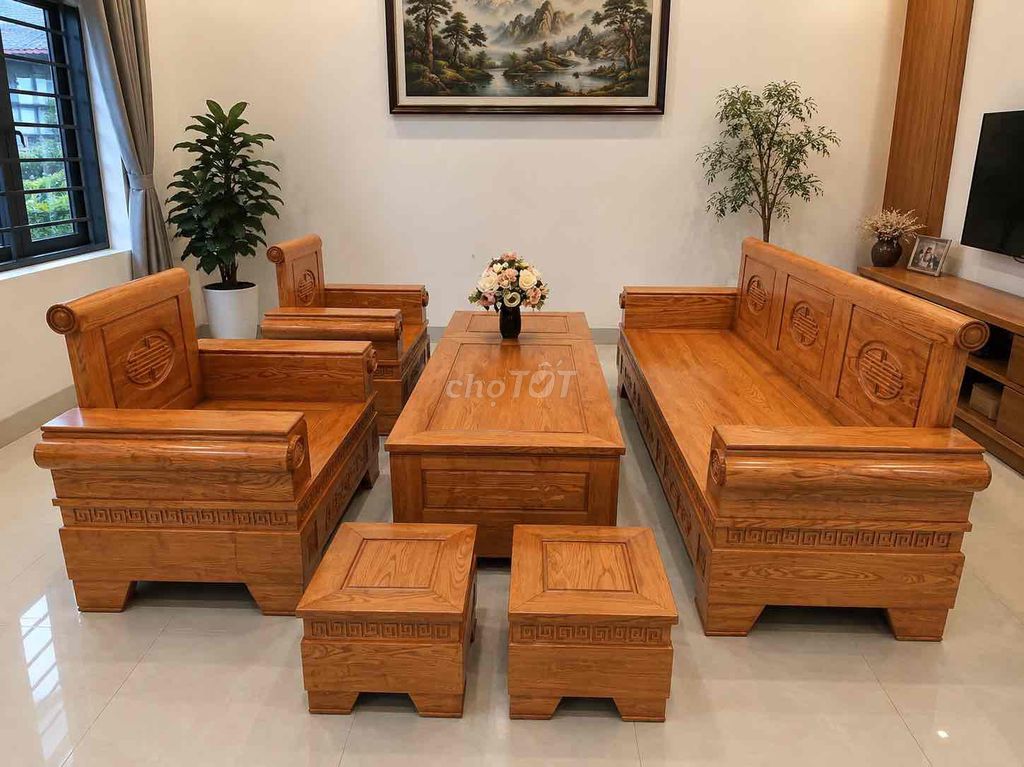 Bộ bàn ghế Gỗ 7 món Nâu gỗ. Mua bán Bàn ghế tại Quận Long Biên Hà Nội được đăng bởi Mai hình 1