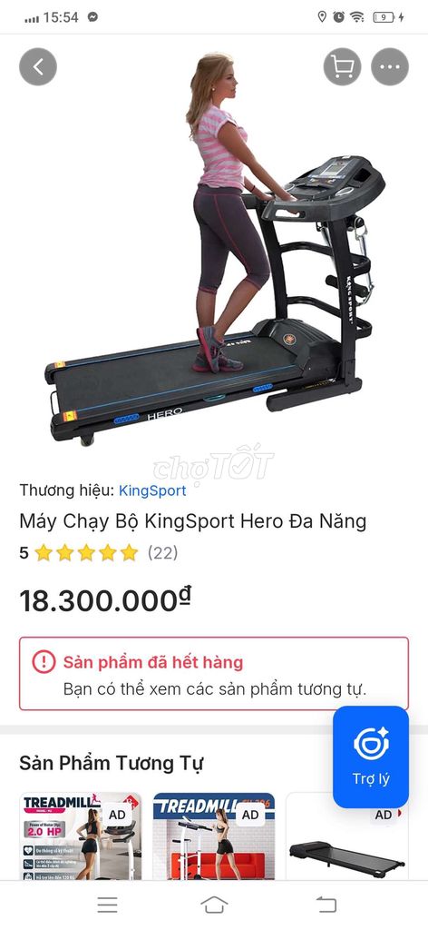 Thanh lý máy chạy bộ King sport hero BH 1 năm