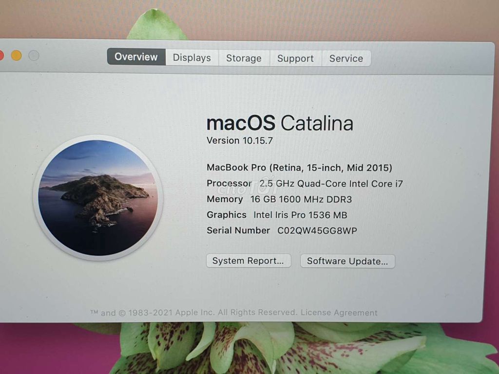 Macbook pro retina 2015 15in MMXP5 i7 2.5g 16g 256