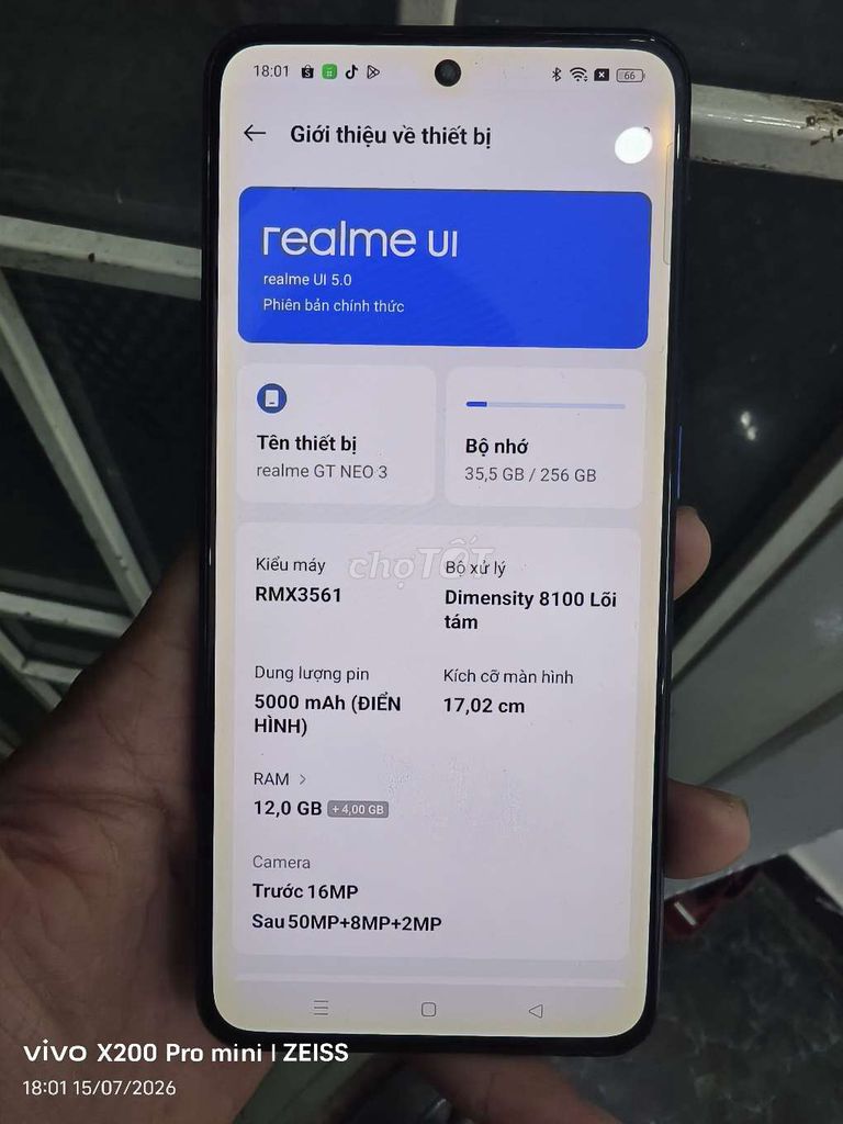 Realme GT Neo 3 12GB/256GB Xanh. Mua bán Điện thoại tại Quận 10 Tp Hồ Chí Minh được đăng bởi Thuân Đỗ hình 1