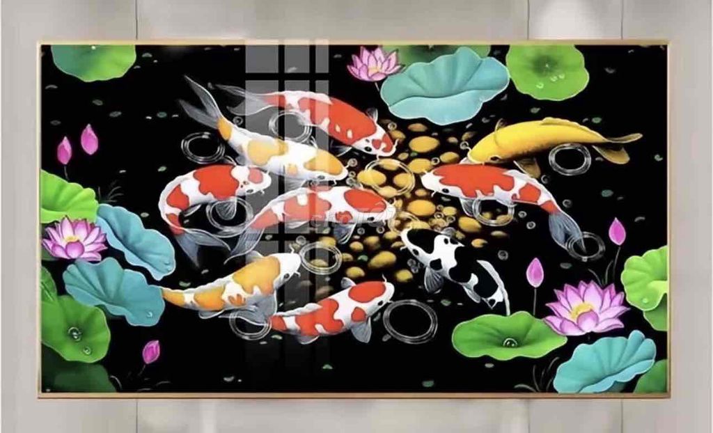 Tranh Cửu Ngư Quần Hội Tráng Gương 60x120cm. Mua bán Cây cảnh, đồ trang trí tại Quận Cầu Giấy Hà Nội được đăng bởi Phương hình 1