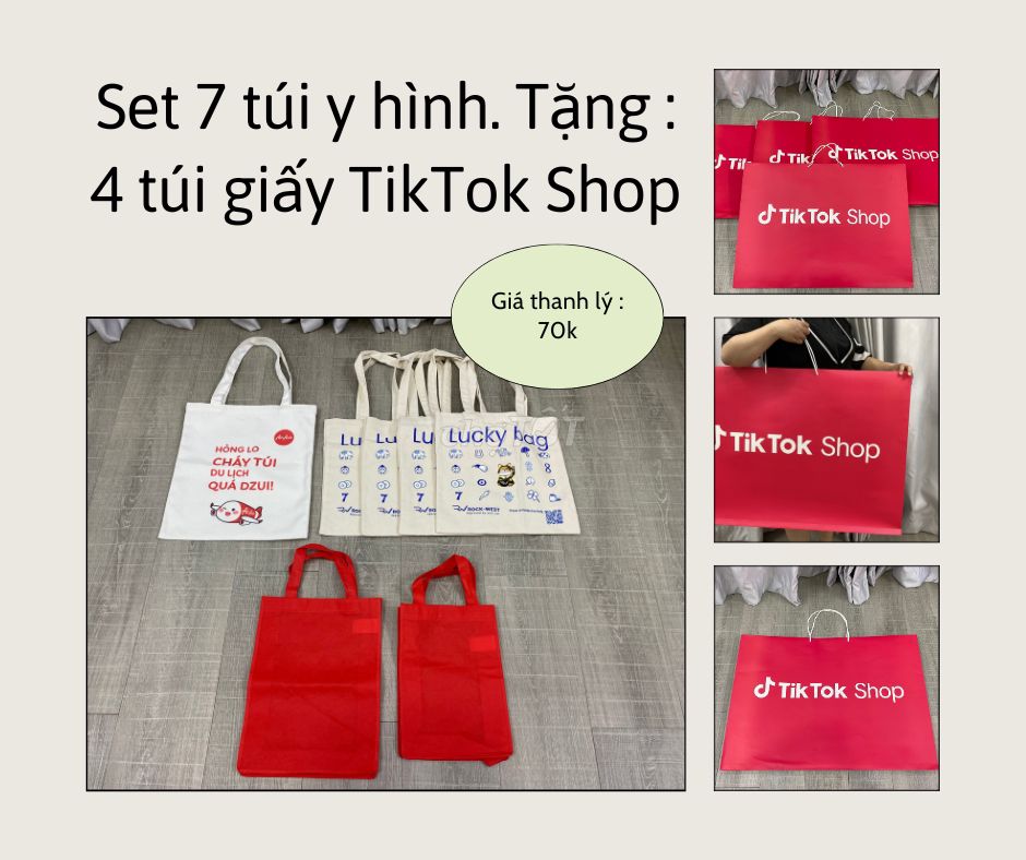 Set 7 túi Canvas Tặng 4 túi TikTok Shop chỉ 70K