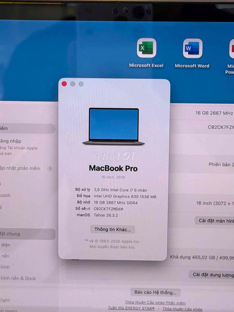 Apple Macbook Pro 2019 Core i7 16 inch 16GB/512GB. Mua bán Laptop tại Quận Gò Vấp Tp Hồ Chí Minh được đăng bởi Phạm Văn Bình hình 1