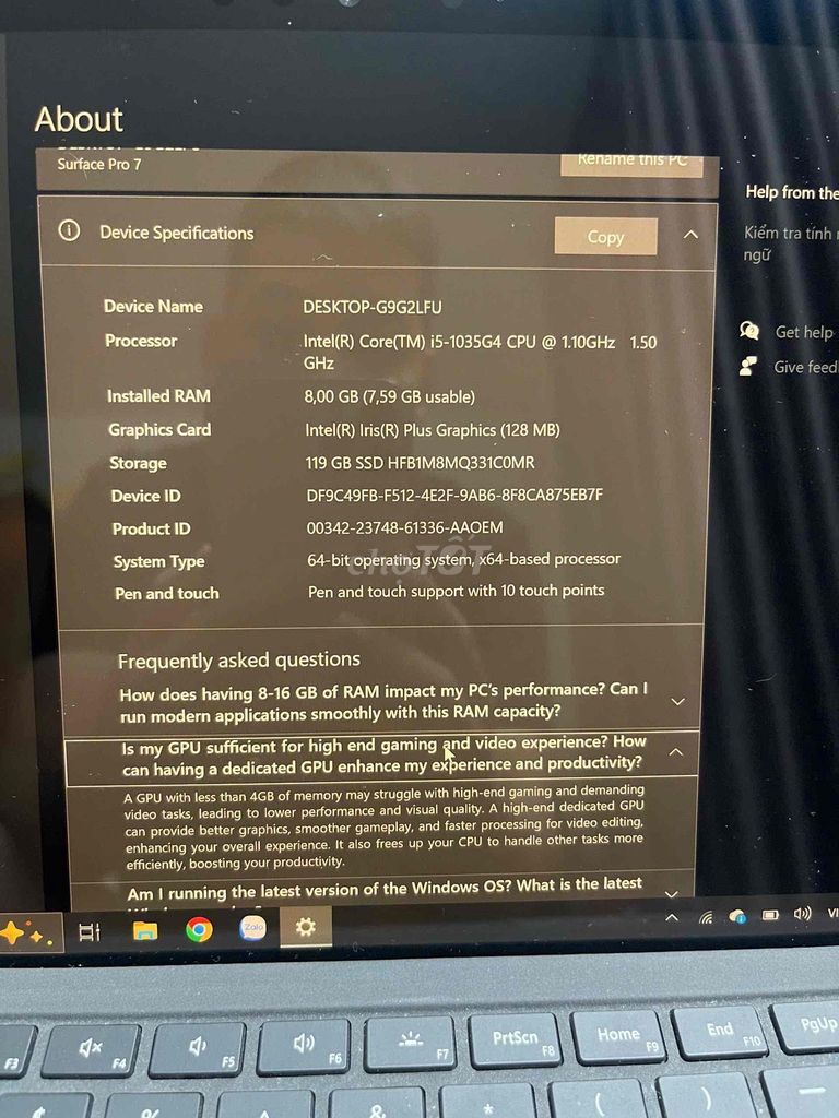 Microsoft Surface Pro 7 i5 8GB/128GB. Mua bán Laptop tại Quận Bắc Từ Liêm Hà Nội được đăng bởi Nguyễn Tùng hình 1