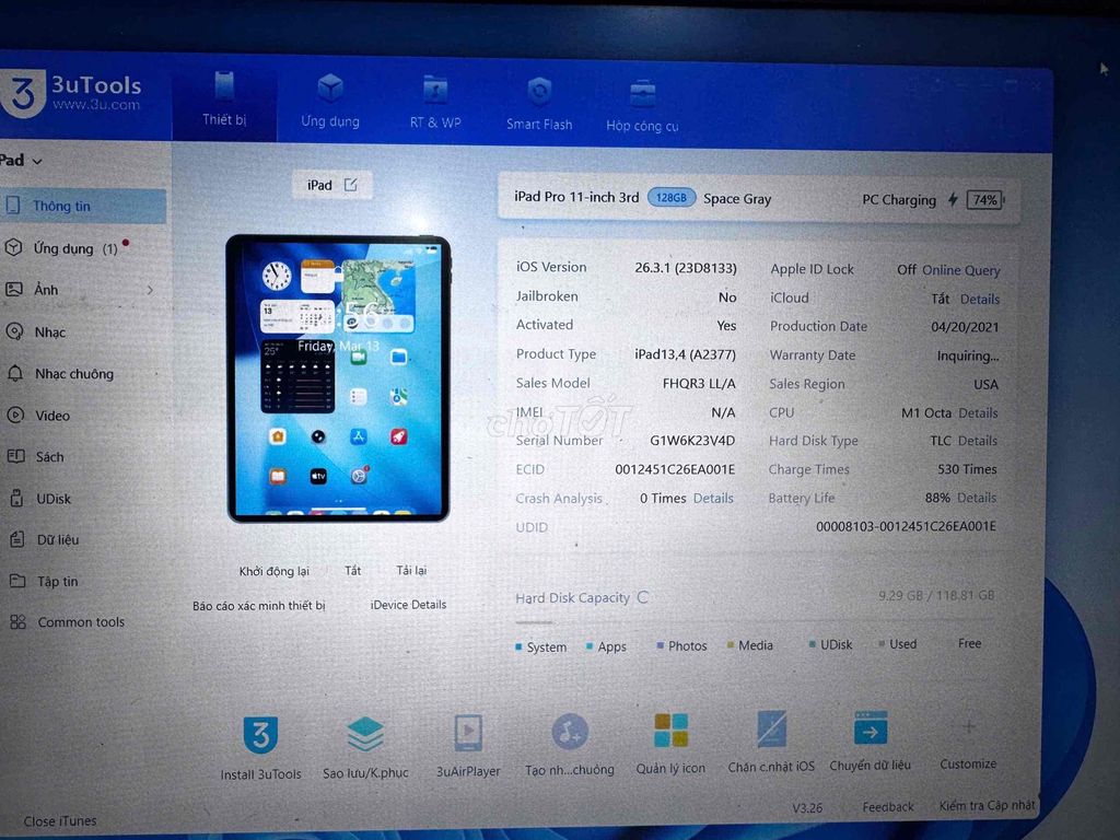 Apple iPad Pro 11-inch 3rd M1 128GB. Mua bán Máy tính bảng tại Huyện Châu Thành Sóc Trăng được đăng bởi Kiệt Phạm hình 1