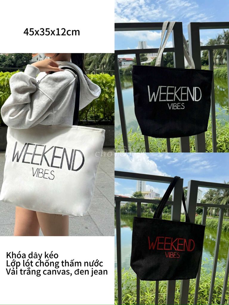 Túi Tote Nữ Canvas Jean 45x35x12 cm. Mua bán Túi xách tại Quận 7 Tp Hồ Chí Minh được đăng bởi Túi xách 2hand hình 1