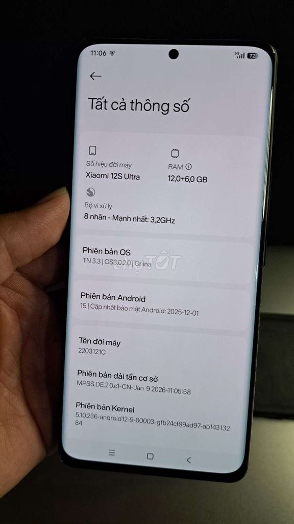 Xiaomi 12S Ultra 12GB/512GB Like new 99%. Mua bán Điện thoại tại Thành phố Thuận An Bình Dương được đăng bởi Vuka hình 1