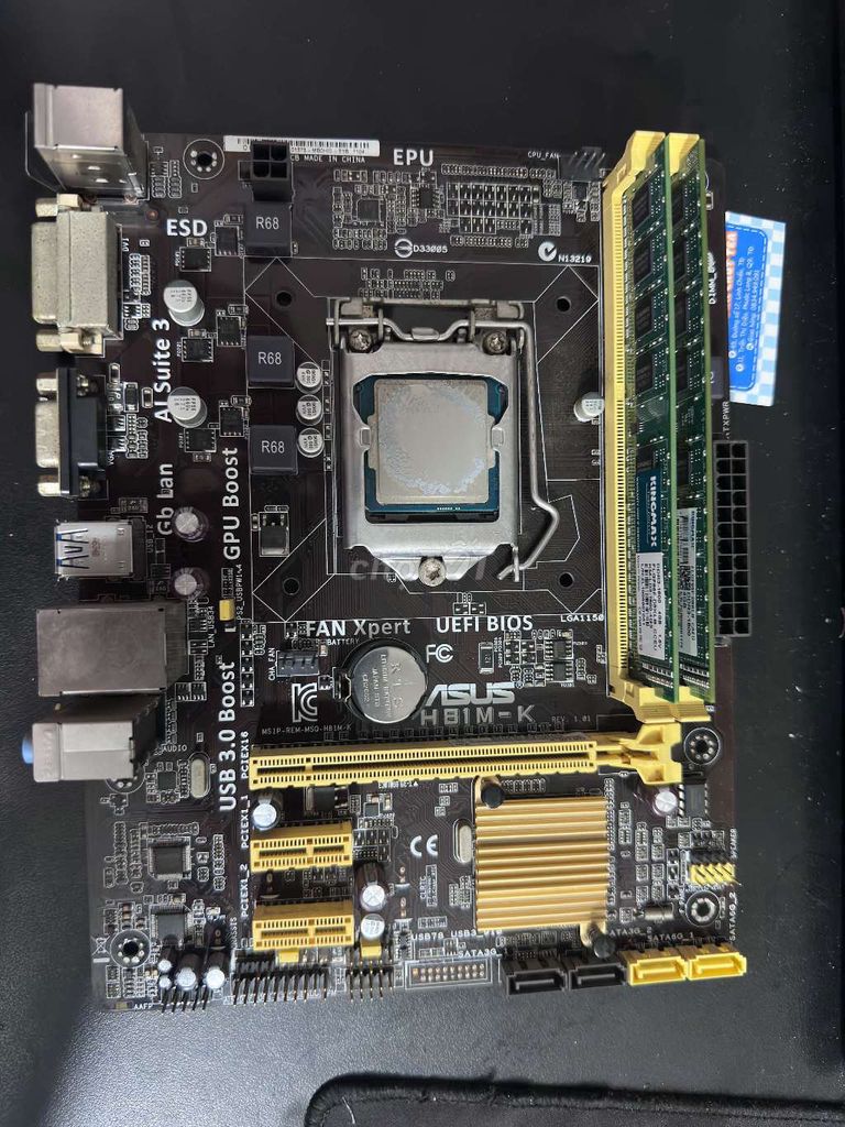 Main ASUS H81 i3 4150 8GB DDR3. Mua bán Linh kiện (RAM, Card...) tại Huyện Thống Nhất Đồng Nai được đăng bởi Tiệm Máy Tính Quen hình 1