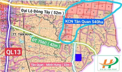 Bán gấp lô đất cặp sát KCN Minh Hưng đường nhựa 32m.