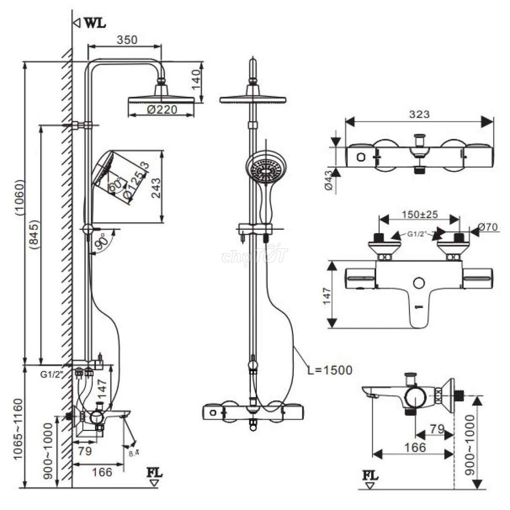 Bộ vòi sen INAX mã BFV 3415T 3C