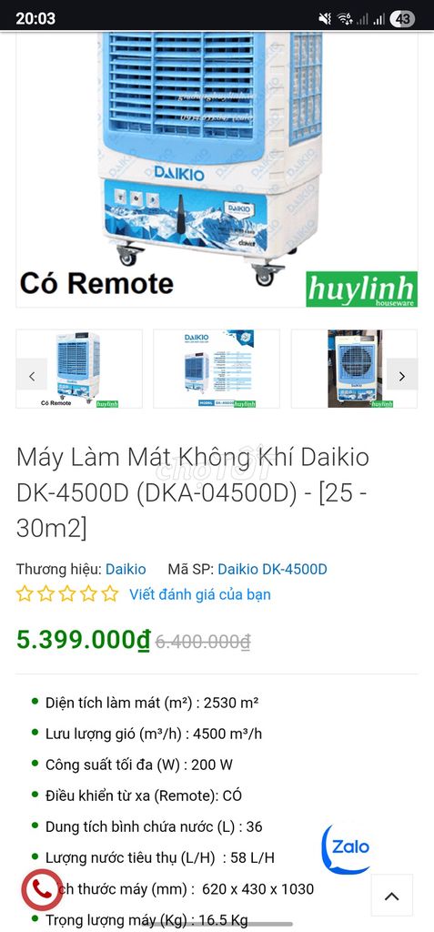 Quạt hơi nước Daikio DK-4500D. Mua bán Quạt tại Quận Tân Phú Tp Hồ Chí Minh được đăng bởi Tuan khang hình 1