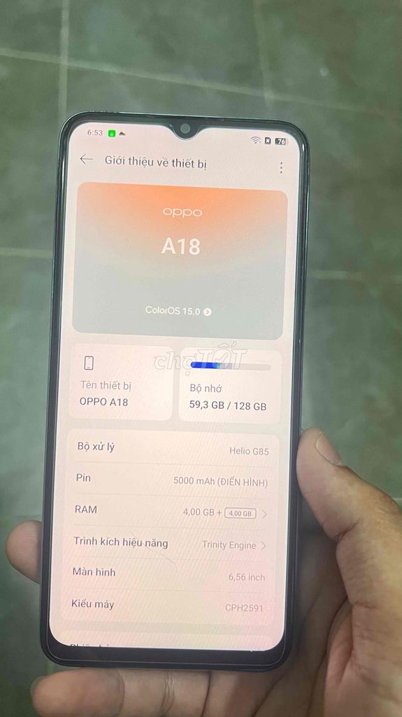 Oppo A18 Xanh Dương 128GB Đã Sử Dụng. Mua bán Điện thoại tại Thị xã Tân Uyên Bình Dương được đăng bởi Khánh Linh hình 1