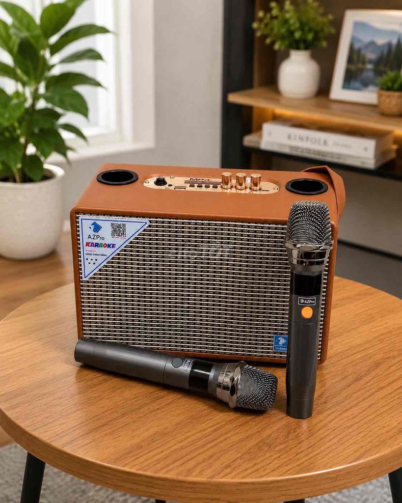 Loa karaoke mini Azpro Cam vàng 2 mic. Mua bán Tivi, Âm thanh tại Quận Tân Bình Tp Hồ Chí Minh được đăng bởi Nhi Nguyen hình 1
