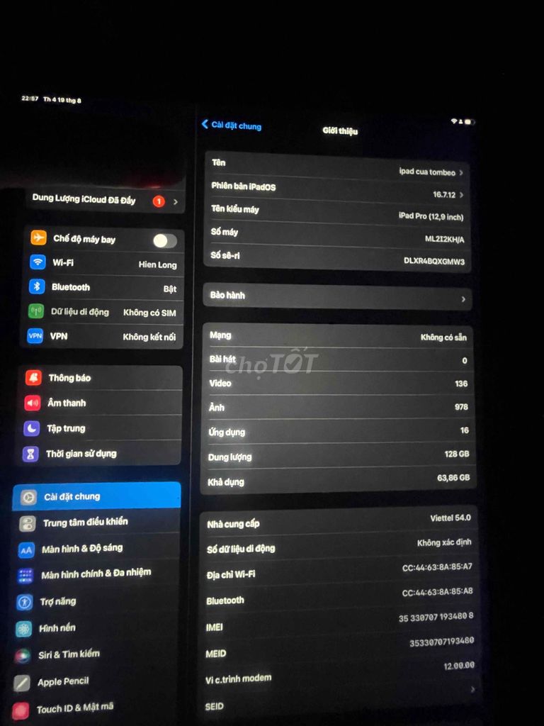 Apple iPad Pro 12.9 inch 128GB Xám. Mua bán Máy tính bảng tại Quận Đống Đa Hà Nội được đăng bởi Anh Dương hình 1