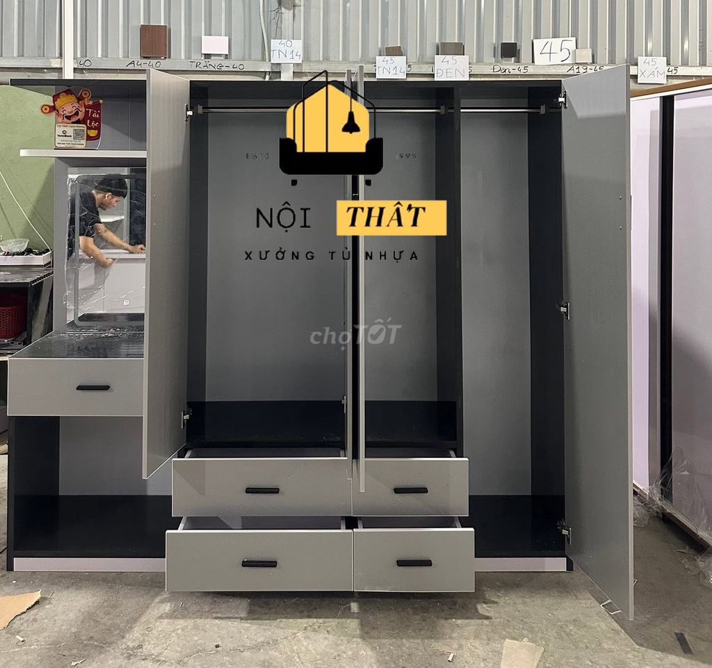 Tủ quần áo Nhựa Đài Loan Xám 1m8x1m45. Mua bán Tủ, kệ gia đình tại Quận Gò Vấp Tp Hồ Chí Minh được đăng bởi Cửa Hàng Nội Thất hình 1
