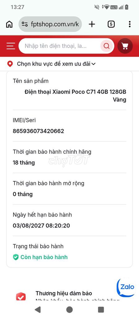 Xiaomi Poco C71 4GB 128GB Vàng bảo hành 2027. Mua bán Điện thoại tại Quận Bình Tân Tp Hồ Chí Minh được đăng bởi Nam hình 1