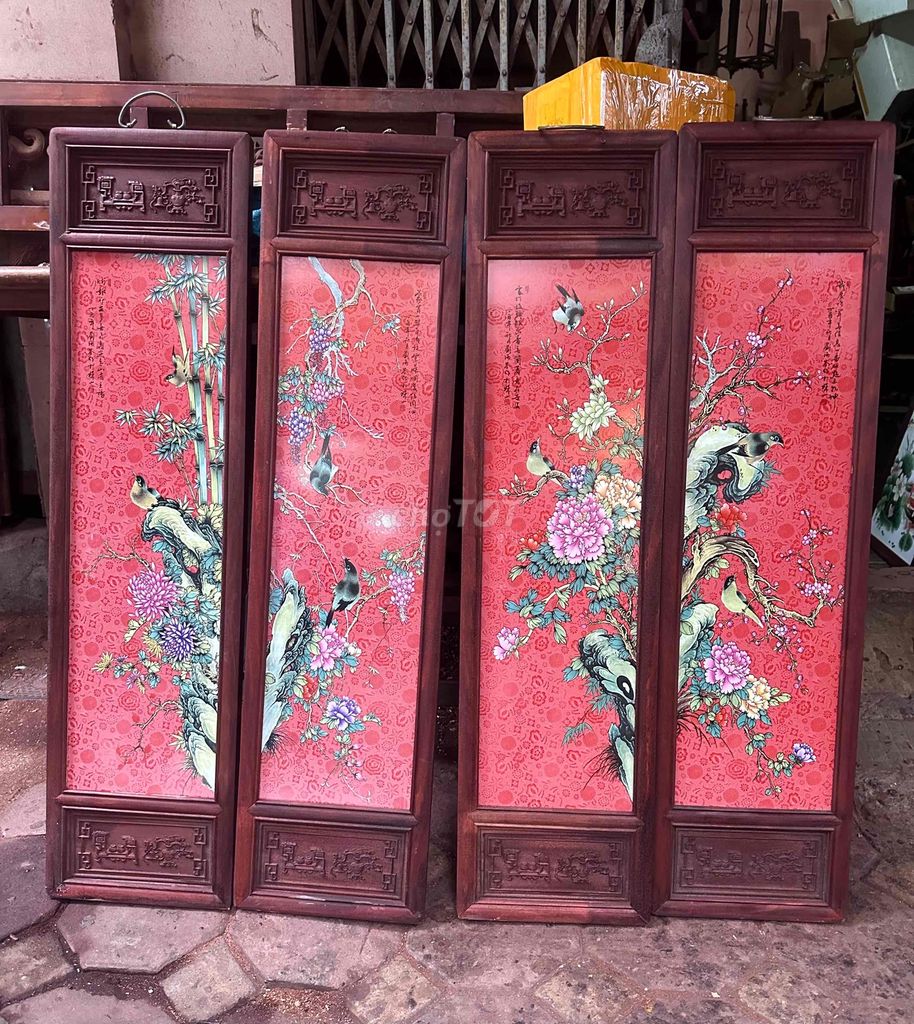 tranh tứ quý nên gấm hoa, kt 27x107cm giá 1,6 tr