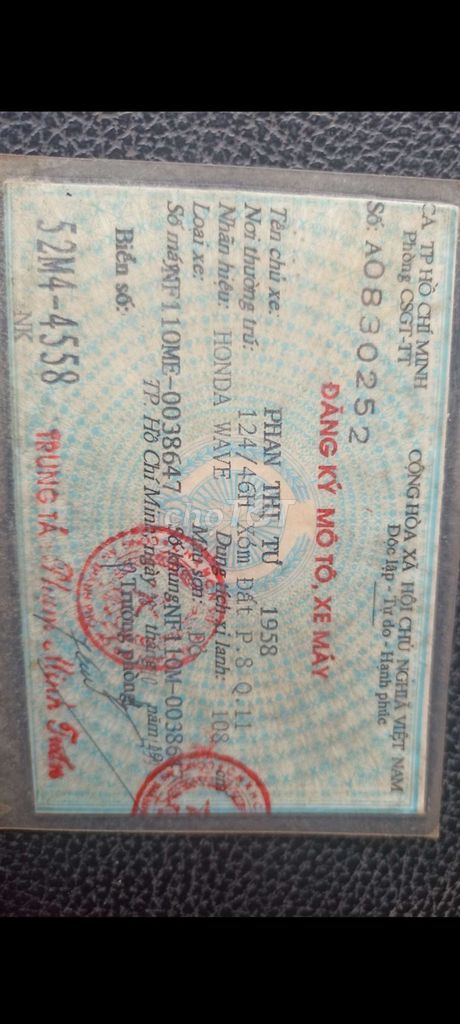 Wave thái 110cc giấy tờ đầy đủ còn tin còn xe. Mua bán Xe máy tại Quận 10 Tp Hồ Chí Minh được đăng bởi văn phúc  hình 4