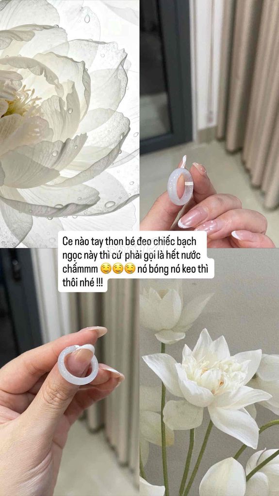 Nhẫn Phỉ thúy Nữ size 15.6 Trắng. Mua bán Phụ kiện thời trang khác tại Quận Sơn Trà Đà Nẵng được đăng bởi Nhật Khánh hình 1