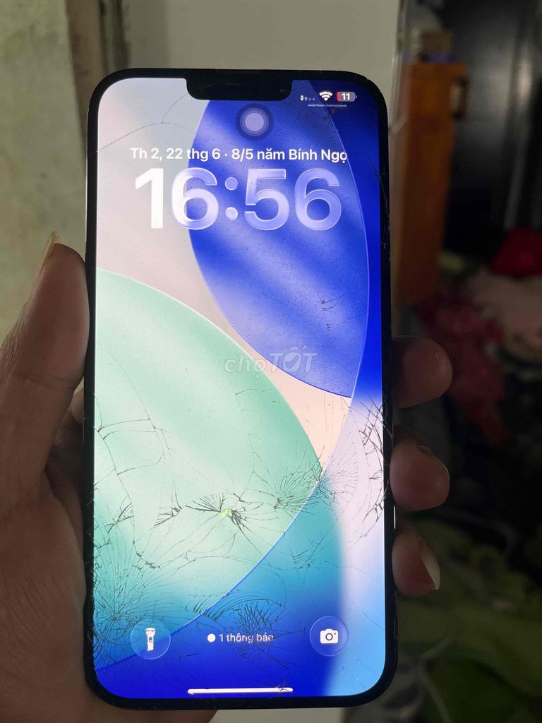 Apple iPhone 13 Pro Max Đen Màn nứt. Mua bán Điện thoại tại Thành phố Biên Hòa Đồng Nai được đăng bởi Lehoang Minhphu hình 1