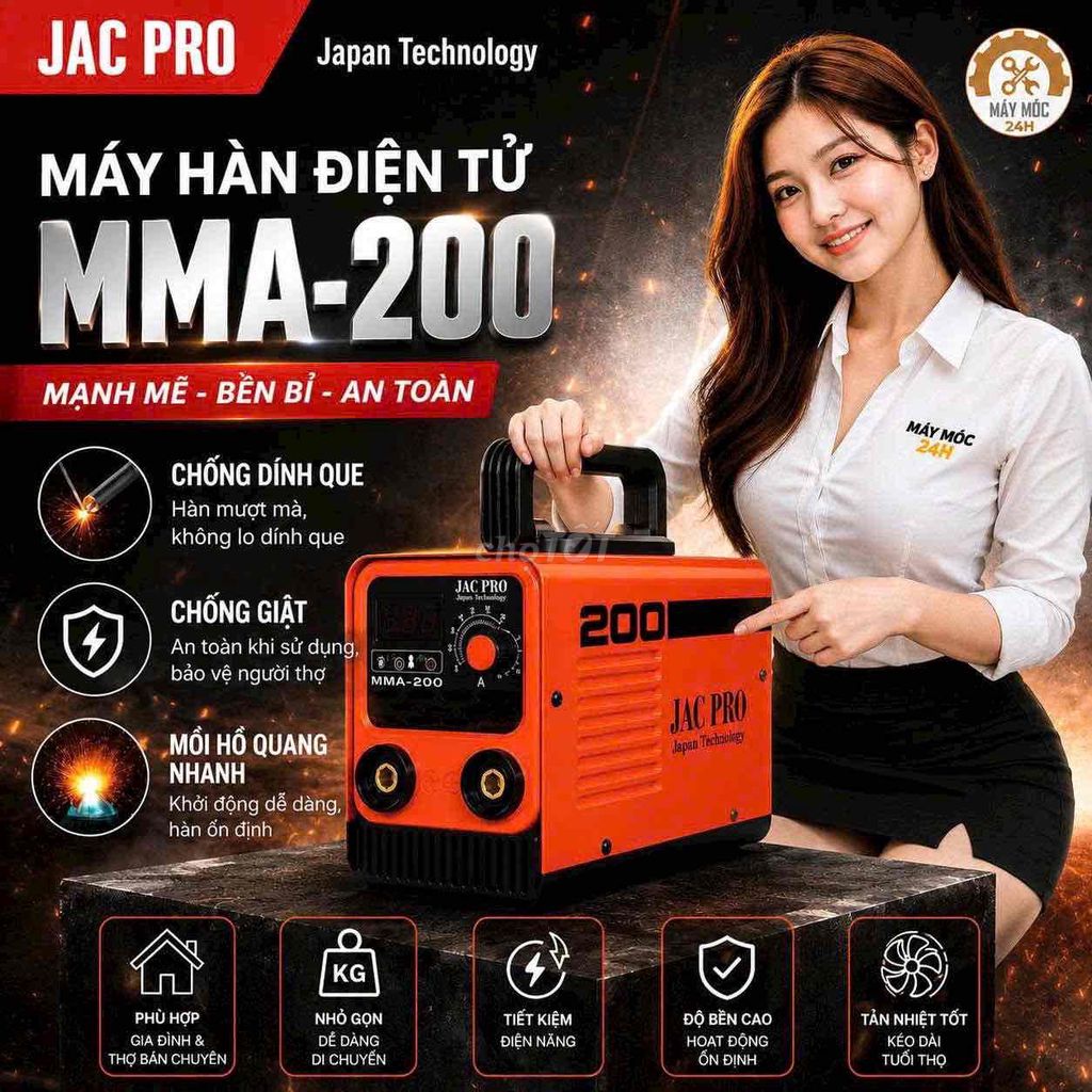 Máy hàn điện tử JAC PRO MMA-200 Cam Nhật Bản. Mua bán Đồ chuyên dụng, Giống nuôi trồng tại Thành phố Thuận An Bình Dương được đăng bởi Máy Móc 24H hình 1