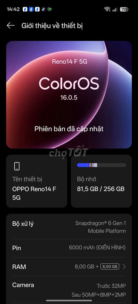 OPPO Reno14 F 5G 256GB. Mua bán Điện thoại tại Huyện Hóc Môn Tp Hồ Chí Minh được đăng bởi Lân Phùng hình 1