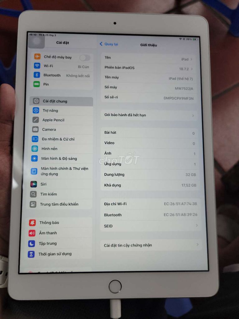 Apple iPad Gen 7 32GB WIFI. Mua bán Máy tính bảng tại Quận Cầu Giấy Hà Nội được đăng bởi Herry Kai hình 1