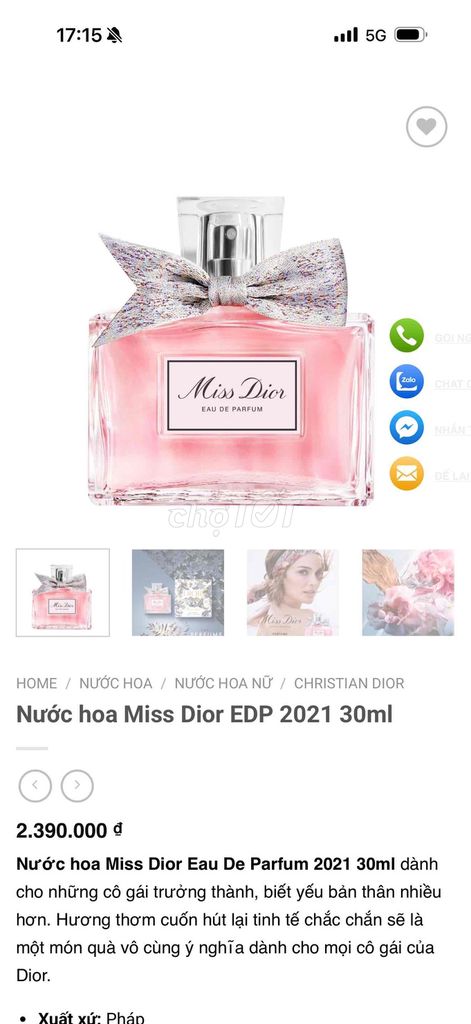 Nước hoa Christian Dior Miss Dior EDP 2021 Nữ 30ml. Mua bán Nước hoa tại Thành phố Biên Hòa Đồng Nai được đăng bởi Mai Nguyet hình 1