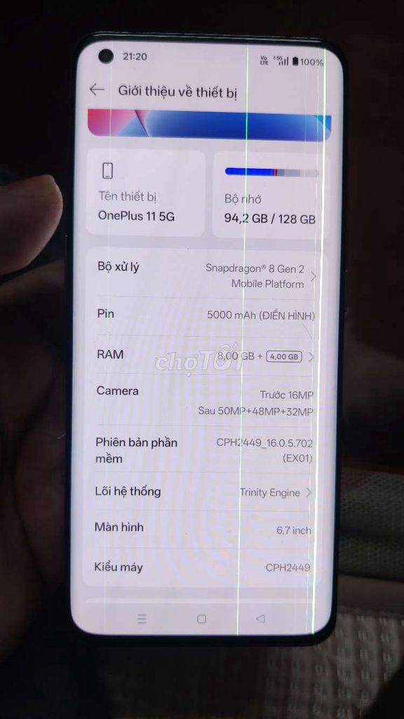 OnePlus 11 5G 8GB/128GB Đen sọc nhẹ bán kiếm tiền. Mua bán Điện thoại tại Quận Hà Đông Hà Nội được đăng bởi Nguyễn ngọc quý hình 1