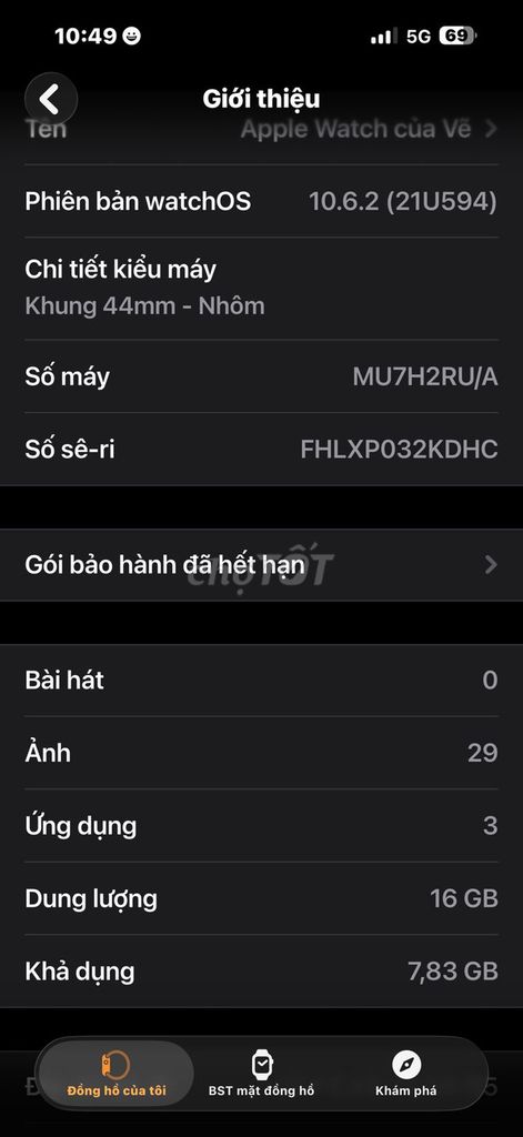Apple Watch Series 4 44mm. Mua bán Thiết bị đeo thông minh tại Thành phố Vĩnh Yên Vĩnh Phúc được đăng bởi Phạm Văn Vẽ hình 1