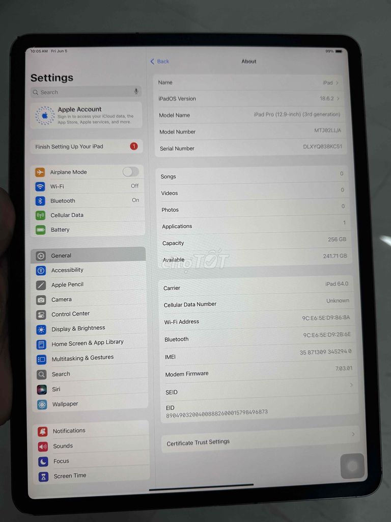 Apple iPad Pro 12.9inch. 2018. Mua bán Máy tính bảng tại Quận Tân Phú Tp Hồ Chí Minh được đăng bởi TRHIEP hình 1