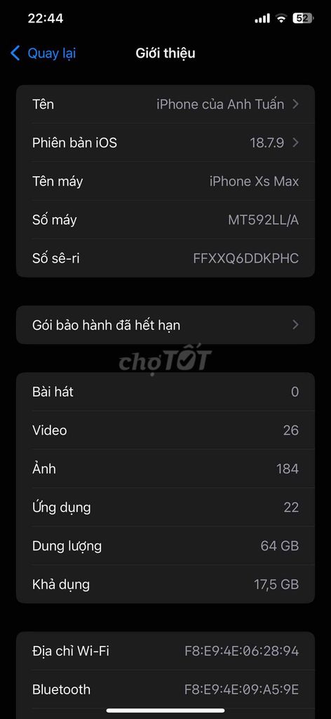 Apple iPhone XS Max 64GB Đen. Mua bán Điện thoại tại Thành phố Biên Hòa Đồng Nai được đăng bởi tuấn bùi hình 1