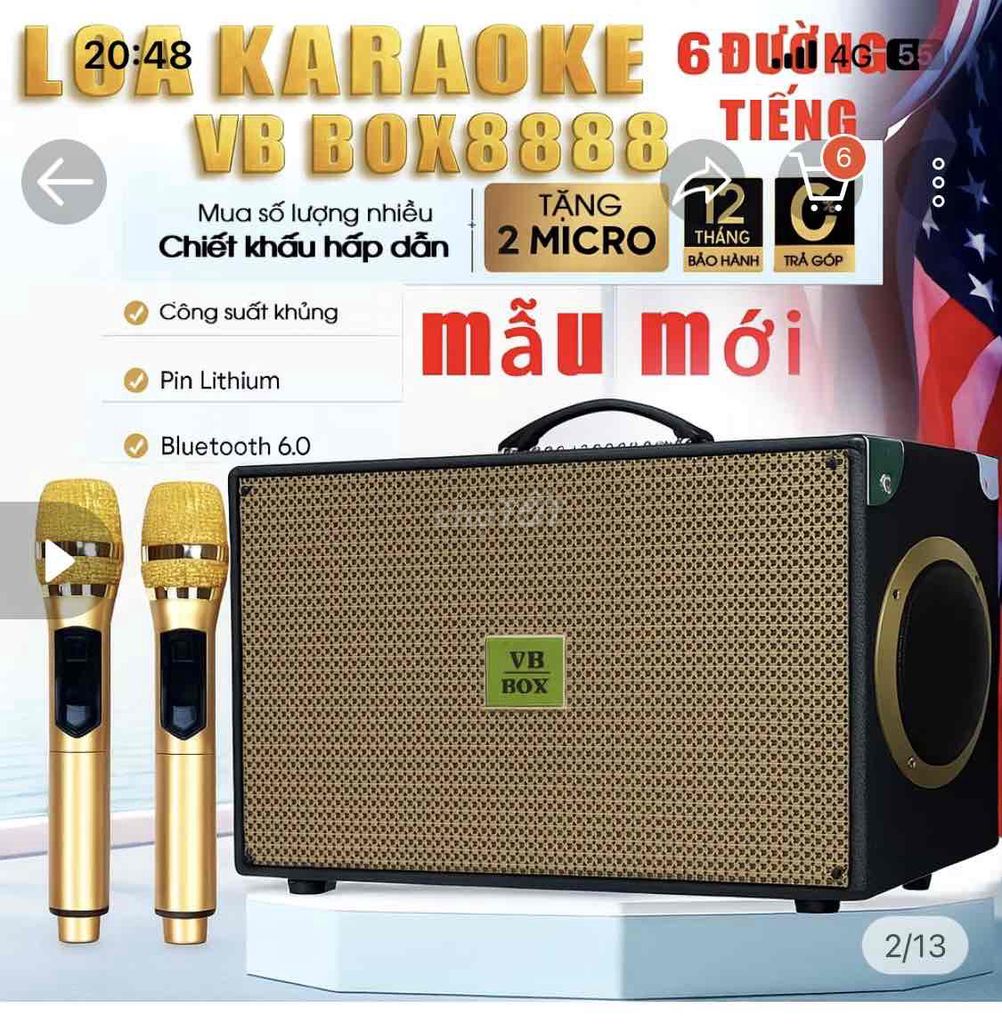Loa Karaoke VB BOX 8888 Bluetooth 6.0. Mua bán Tivi, Âm thanh tại Quận 4 Tp Hồ Chí Minh được đăng bởi Đoàn Văn Tài hình 1